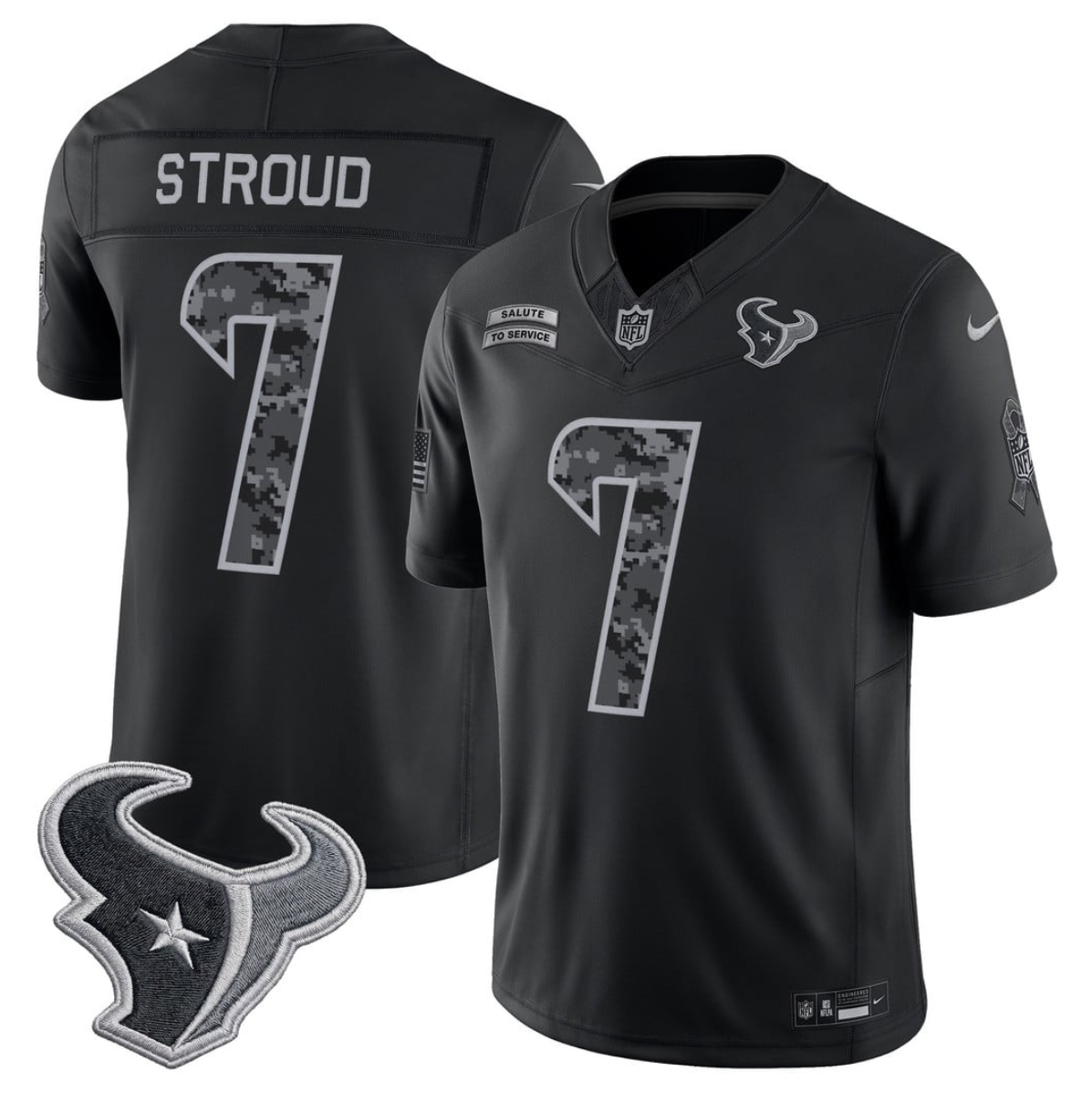 Men's Black Houston Texans #7 C.J. Stroud F.U.S.E. 2026 Salute to Service Limited Stitched Football Jersey